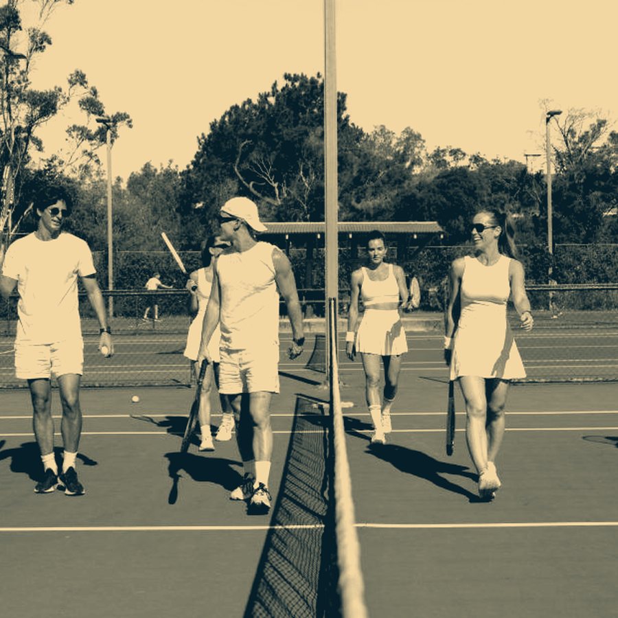 Players walking on court
